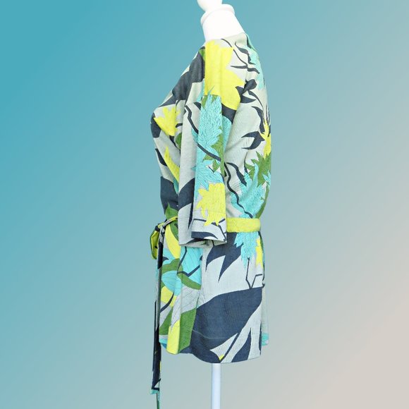 Green Yellow and Aqua Top by Designer Emilio Pucci Floral Knit Tunic .…425 - Picture 9 of 14